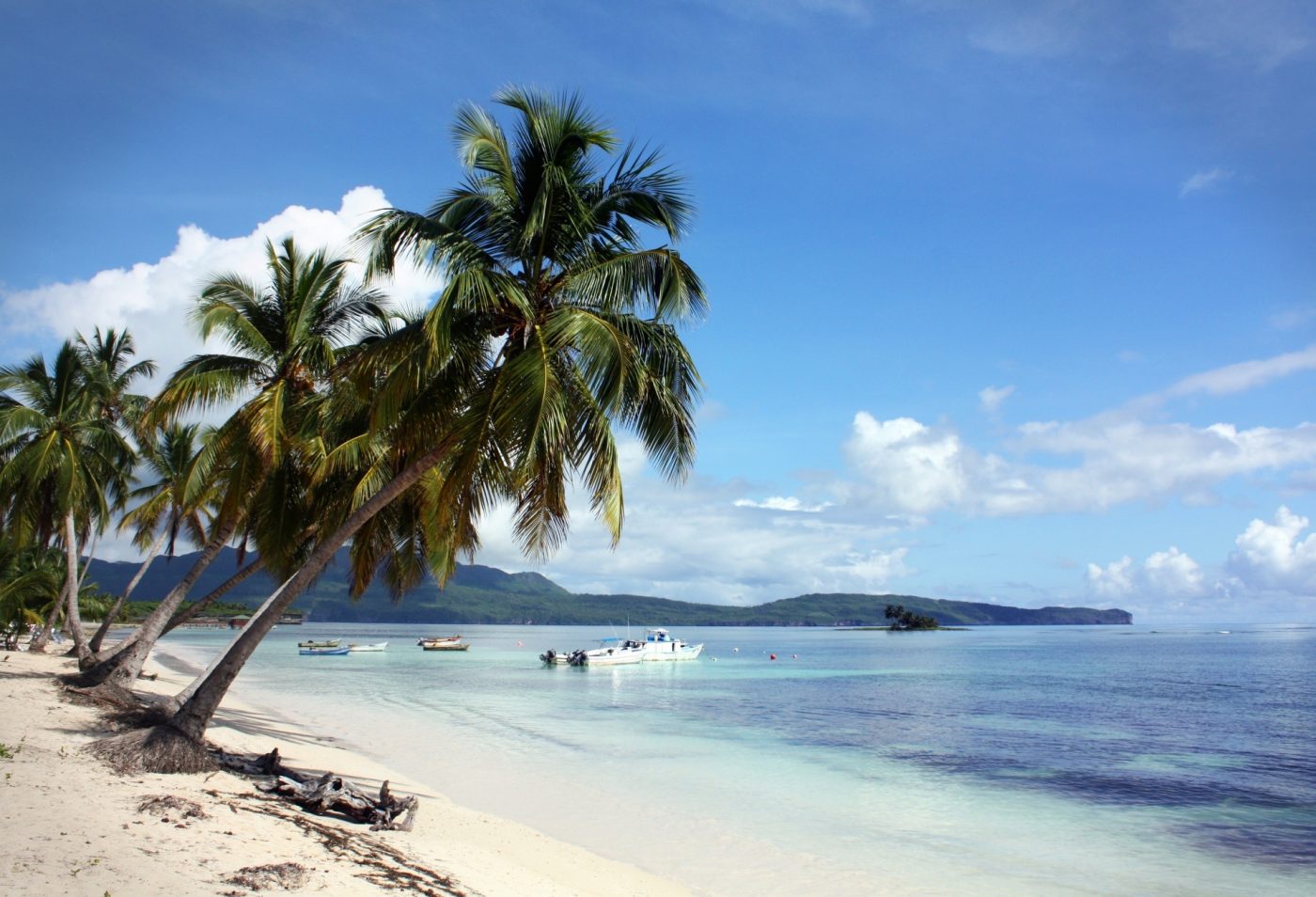 beach in las galeras samana dominican republic boats