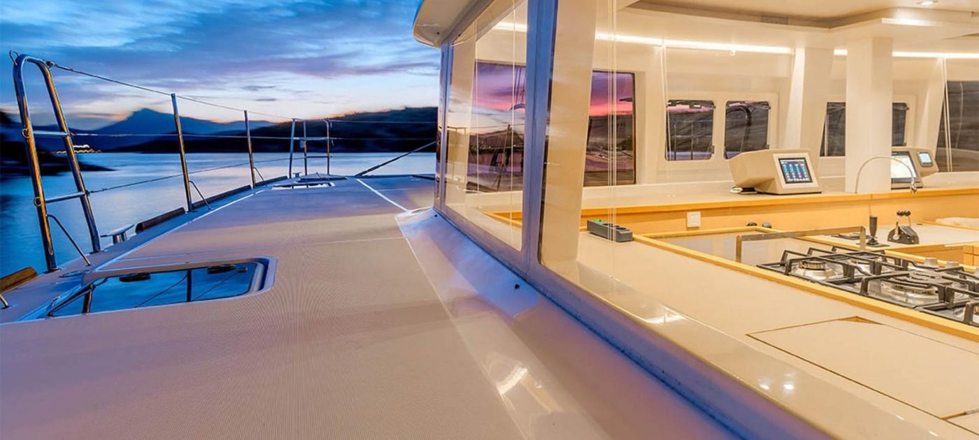 Private Luxury Catamaran Charter Exumas Bahamas cockpit-view