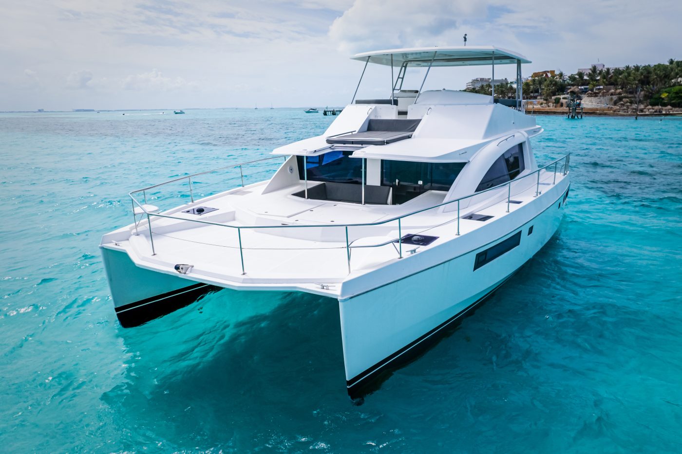 Leopard Catamaran for Luxury Yacht Charters from Cancun Isla Mujeres front