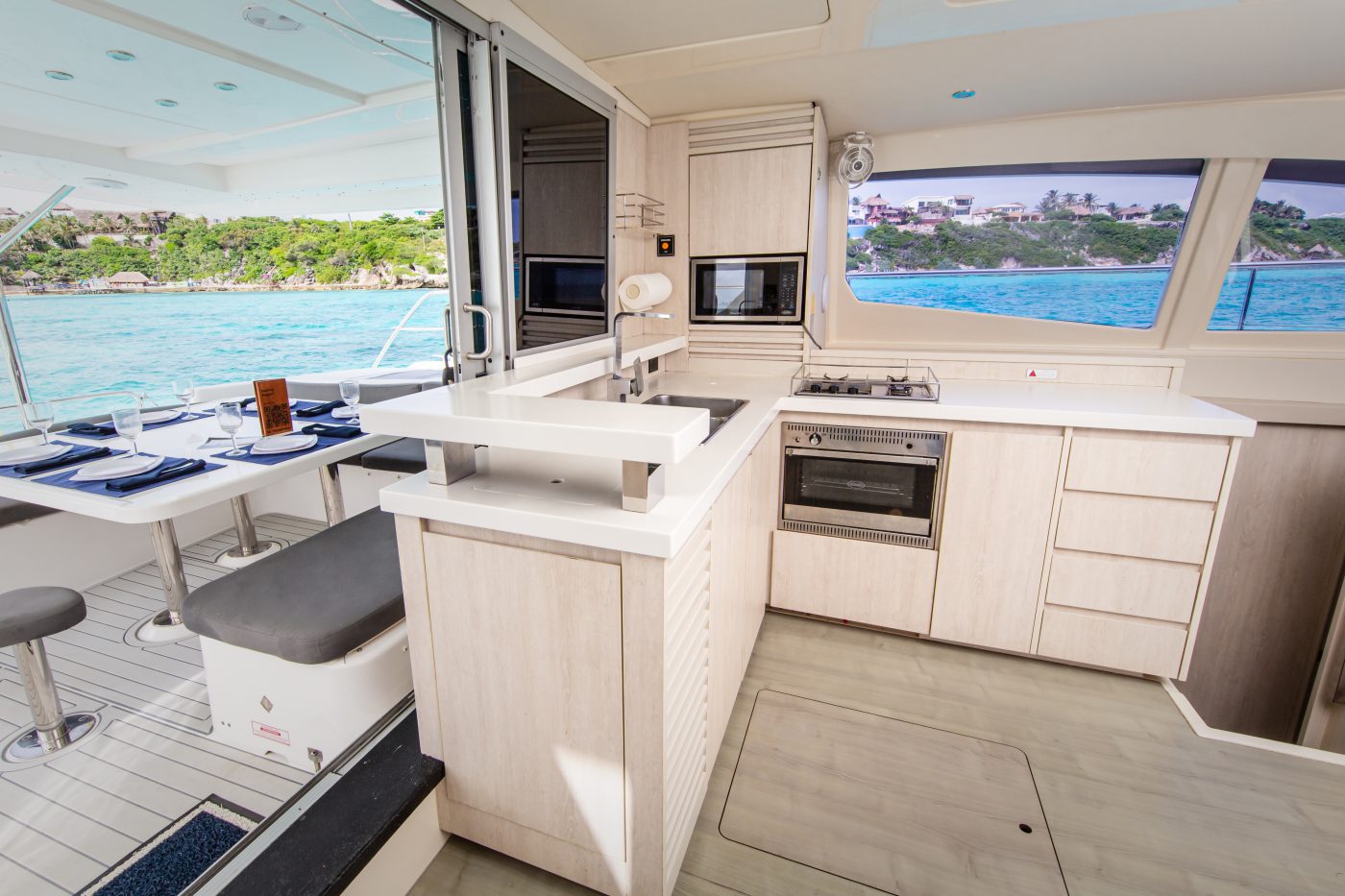 Leopard Catamaran for Luxury Yacht Charters from Cancun indoor view
