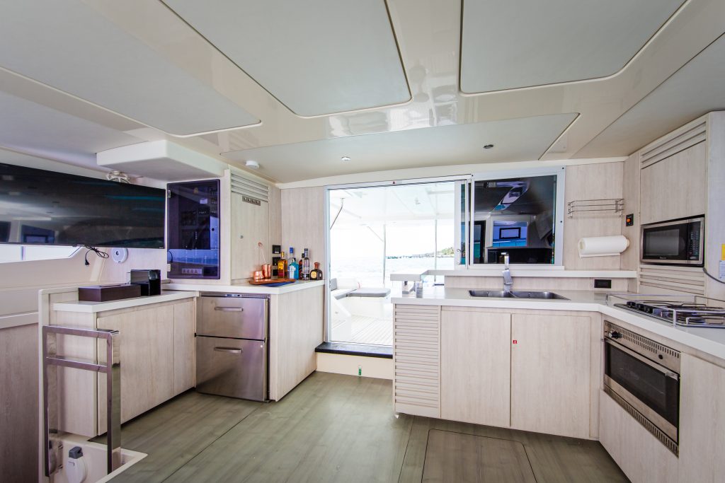 Leopard Catamaran for Luxury Yacht Charters from Cancun kitchen