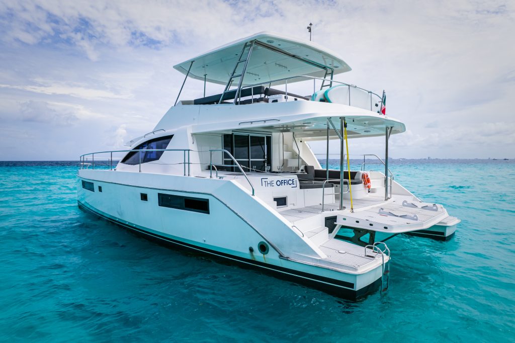 Leopard Catamaran for Luxury Yacht Charters from Cancun side back