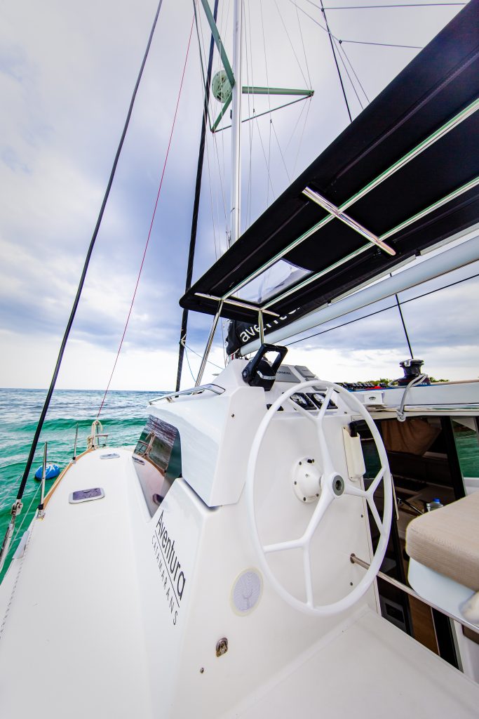 Private 34ft Catamaran Aventura Luxury Boat Charters in Tulum Riviera Maya weel